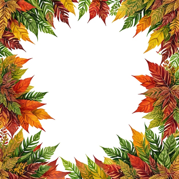Fondo de otoño con hojas y plantas acuarela Ilustración vectorial
