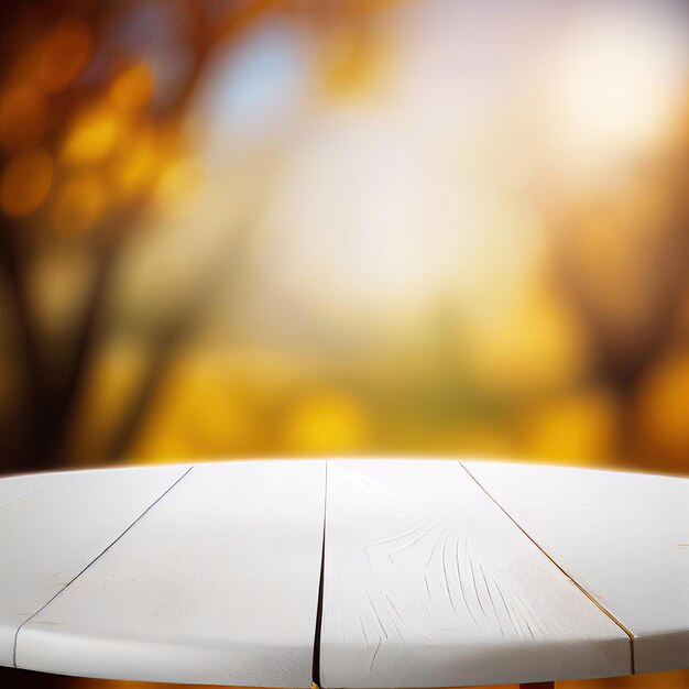 Fondo de otoño de mesa de madera blanca IA generativa