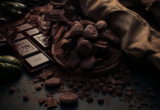 Fondo de un paisaje de chocolate oscuro