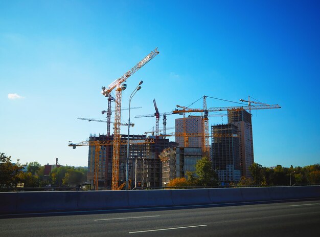 Fondo del paisaje de la ciudad del sitio de construcción