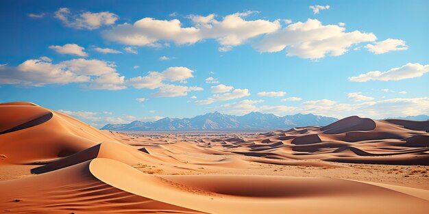 Fondo de paisaje desértico de dunas de arena amarillas naranjas soleadas generadas por IA