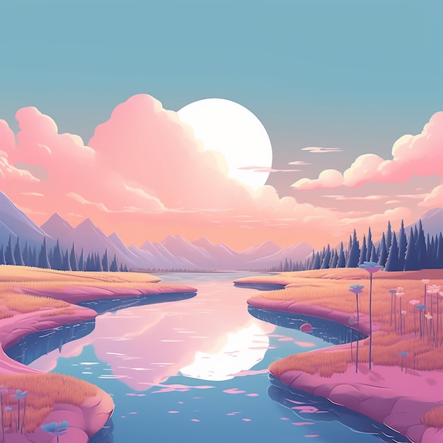 Fondo paisaje estético pastel 45