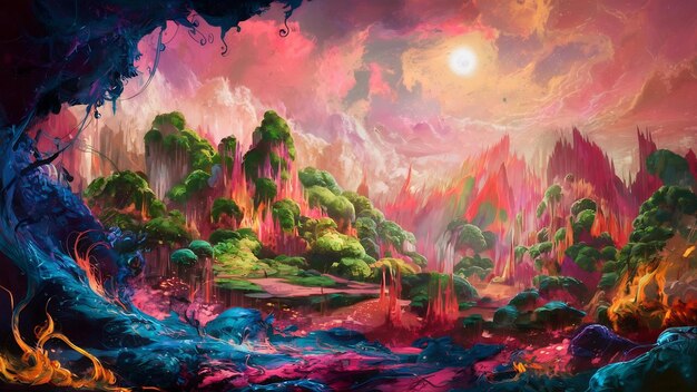 El fondo del paisaje de fantasía abstracta