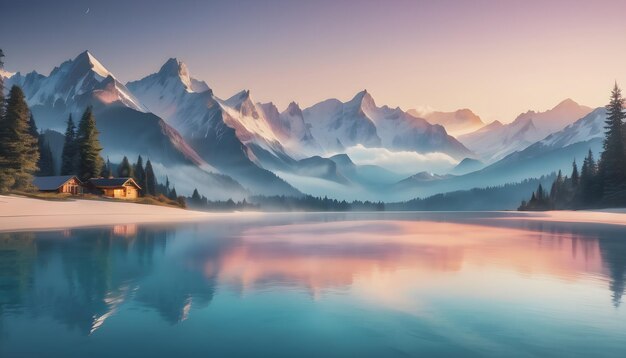 Fondo del paisaje de los lagos de montaña