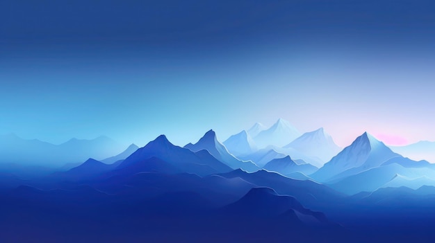 Fondo de paisaje de montañas gradiente azul