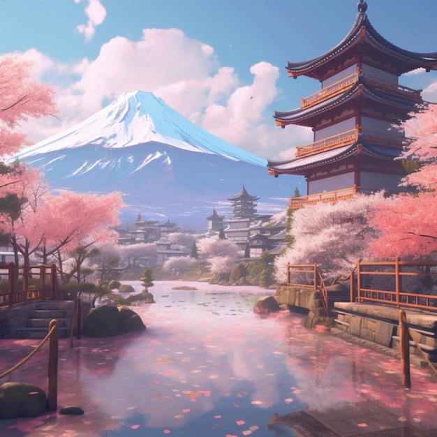 Fondo de paisaje pastel japonés 21