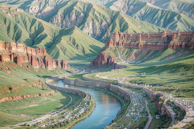 Foto fondo del paisaje que muestra un panorama realista, un panorama sereno, una naturaleza artística, una atmósfera detallada