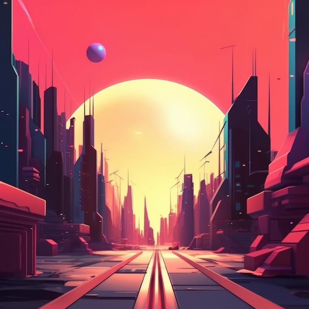 Fondo de paisaje retro futurista