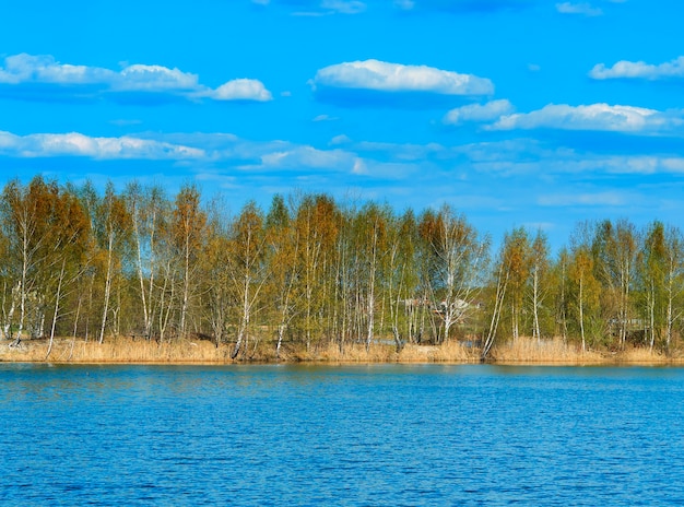 Fondo de paisaje de río de primavera horizontal hd