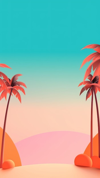 Fondo de paisaje de tema de verano abstracto minimalista