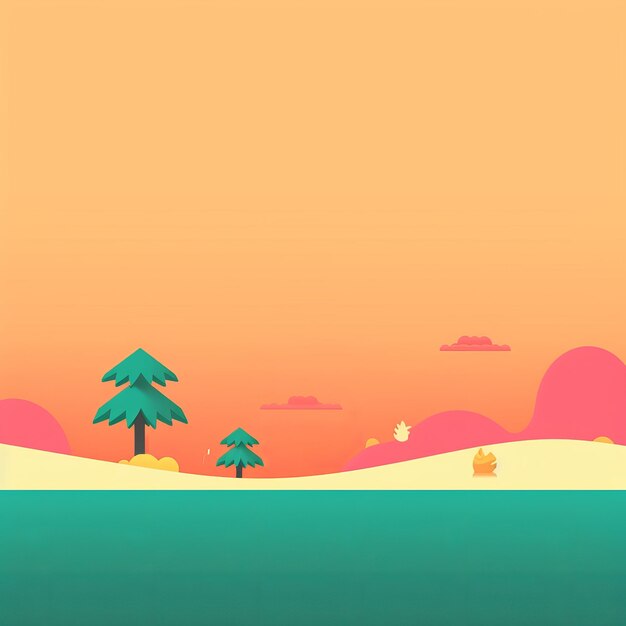 Fondo de paisaje de tema de verano abstracto minimalista