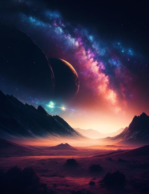 Foto el fondo del paisaje del universo poderoso