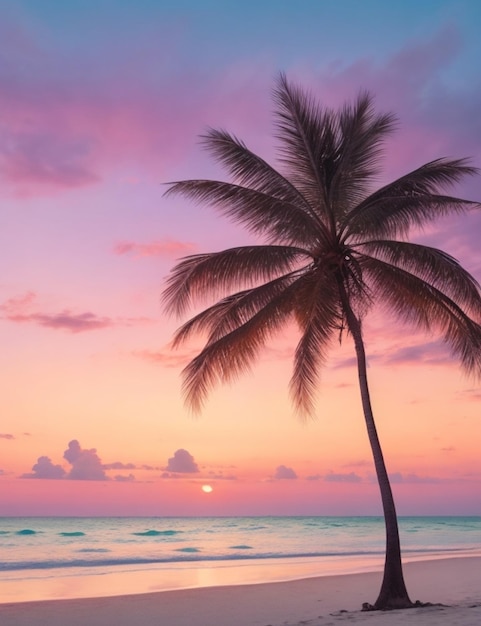 Fondo con palmeras rosadas al atardecer