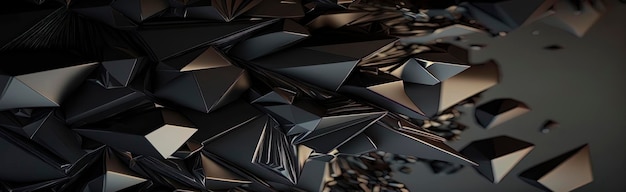 Fondo panorámico de cristal negro abstracto IA generativa