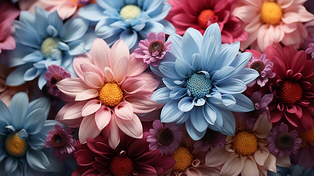 El fondo panorámico de flores de colores