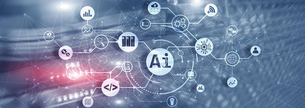 Fondo panorámico de inteligencia artificial para su proyecto empresarial Ai Technology 2020