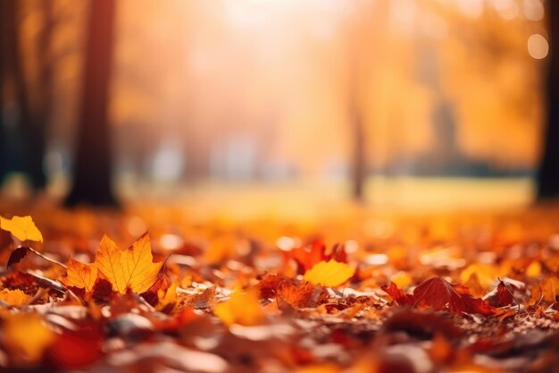 Fondo panorámico ultra ancho de otoño brillante colorido desenfocado
