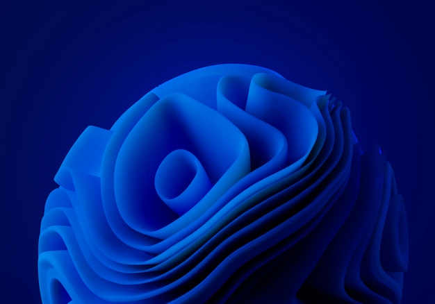 Fondo de pantalla 3d forma azul windows 11 estilo Tela ondulada ondulada sobre fondo azul representación 3d