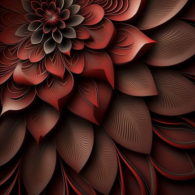 Fondo de pantalla 3d hermosa flor roja base de cuero fondo