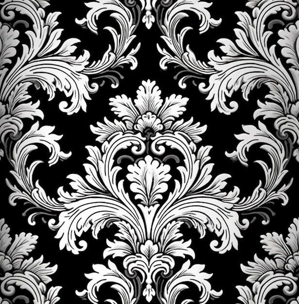 Un fondo de pantalla en blanco y negro con un patrón floral generativo ai.