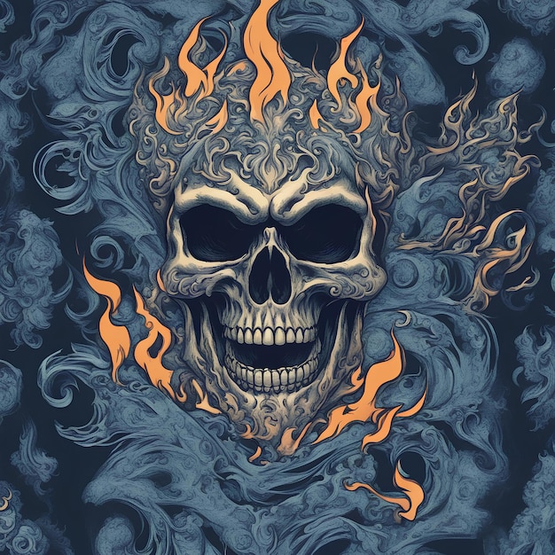 Fondo De Pantalla De Calavera De Fuego Azul