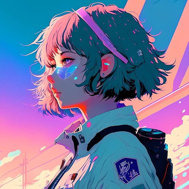 fondo de pantalla de chica anime futurista