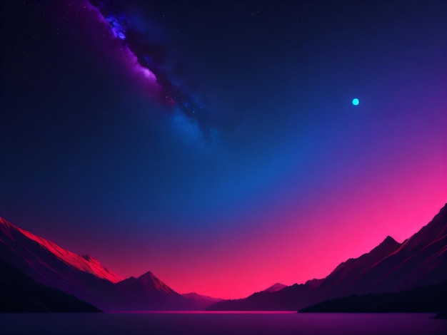 Fondo de pantalla de un cielo rosa y azul con montañas para escritorio