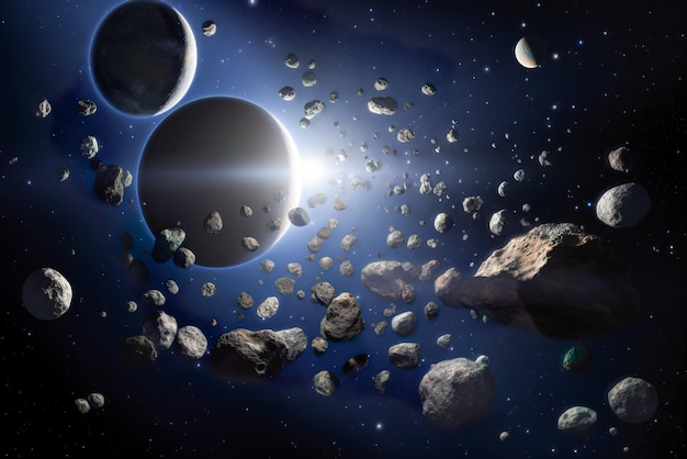 Foto fondo de pantalla de ciencia ficción de planetas y galaxias belleza del espacio profundo ia generativa