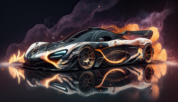 Fondo De Pantalla Del Coche Mclaren Con Humo Y Galaxy Vibe Generado Ai