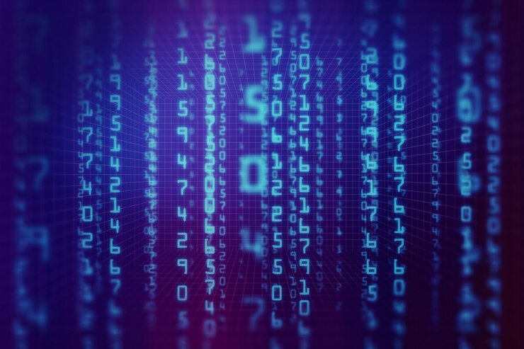 Foto fondo de pantalla de código binario azul