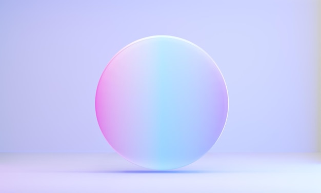 Fondo de pantalla de color de holograma circular luz azul rosa con pared limpia en tema púrpura