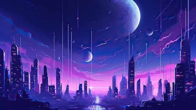 fondo de pantalla de cyberpunk city pink para fondos de escritorio y proyectos de diseño