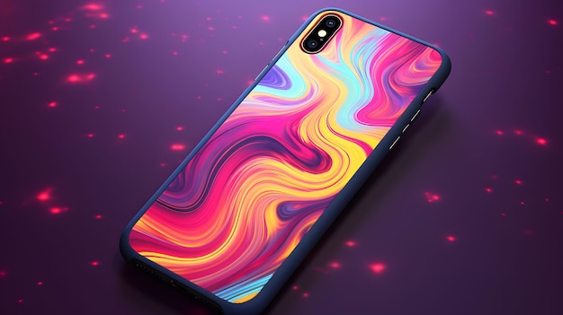 un fondo de pantalla de escritorio Neon Galaxy Waves con teléfono inteligente