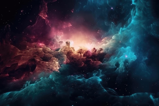 Un fondo de pantalla espacial con una nebulosa y estrellas AI generativa
