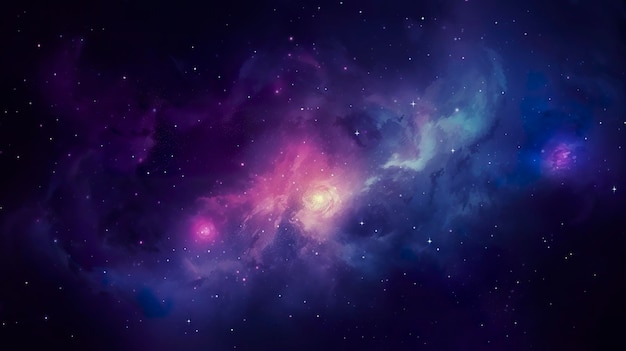 Fondo de pantalla del espacio Galaxy en el estilo de violeta oscuro y violeta claro uso realista de luz y color cielos de colores intensos texturas realistas generat ai