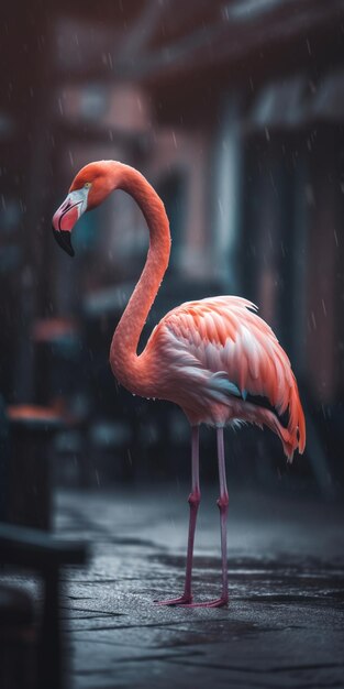 Fondo de pantalla de flamenco bajo la lluvia