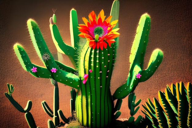 fondo de pantalla de flor de cactus con cielo al aire libre