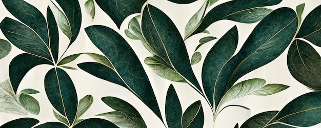 Foto fondo de pantalla floral con hojas verdes generative ai