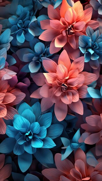 Fondo de pantalla de flores fractales 3D abstractas coloridas Generado por IA