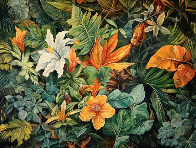 Fondo de pantalla de flores tropicales AI generado