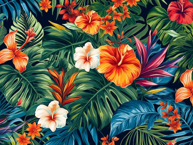 Fondo de pantalla de flores tropicales AI generado