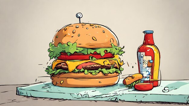 Fondo De Pantalla Y Fondo De Dibujos Animados De Hamburguesa Muy Genial