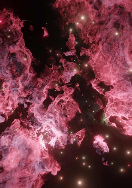 Fondo de pantalla de fondo espacial con nebulosa y estrellas polvo cósmico cúmulos de gas cósmico y constelaciones en el espacio profundo Polvo fluido coloreado Ilustración 3D Copia espacio futuro y concepto artístico