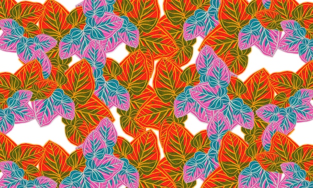 Fondo de pantalla de fondo de ilustración de dibujado a mano de hojas tropicales coloridas