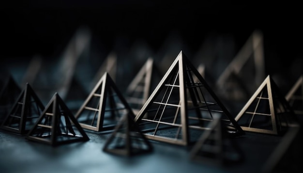 Fondo de pantalla de fondo oscuro de pirámide triangular Generative Ai