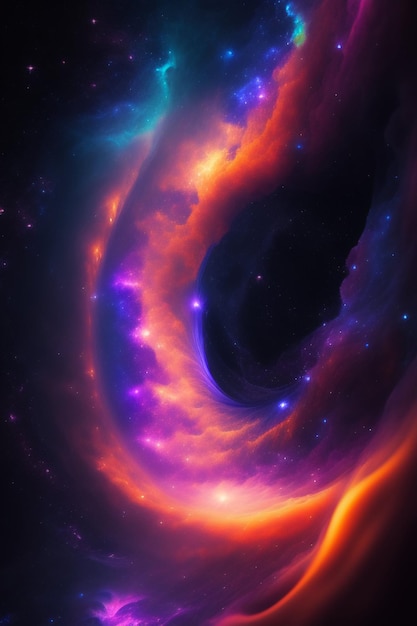 Un fondo de pantalla de galaxia púrpura con un agujero negro en el centro