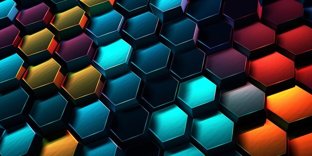 Fondo de pantalla gráfico de panal negro retro hexágono colorido gran diseño para cualquier propósito Generativo Ai