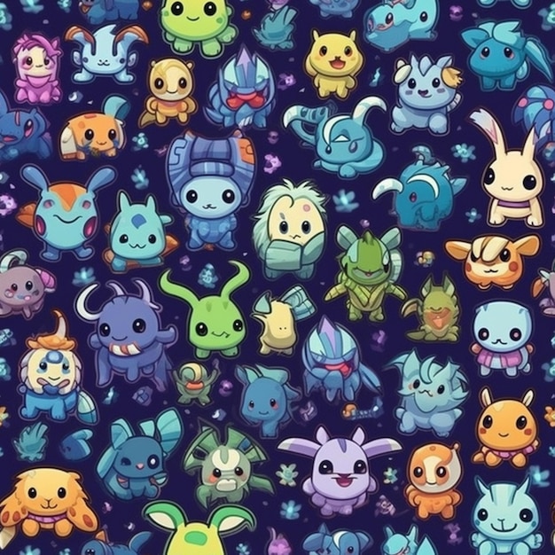 Un fondo de pantalla de un grupo de personajes del juego pokemon.