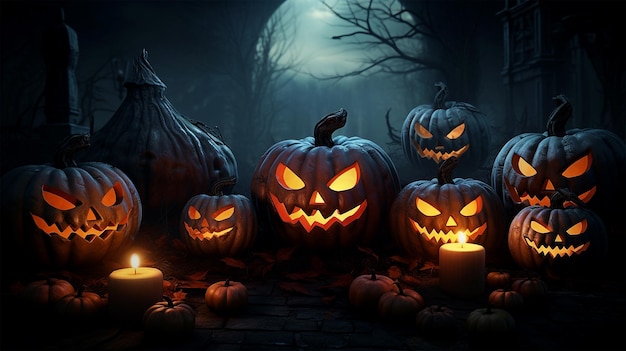 fondo de pantalla de halloween con calabazas malvadas