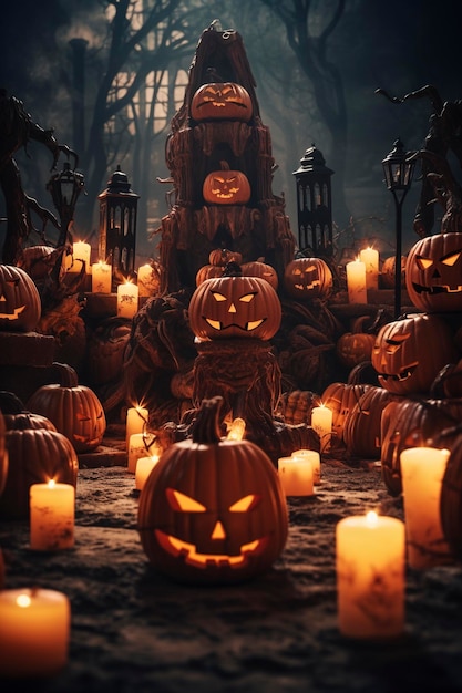 Fondo de pantalla de Halloween con calabazas malvadas